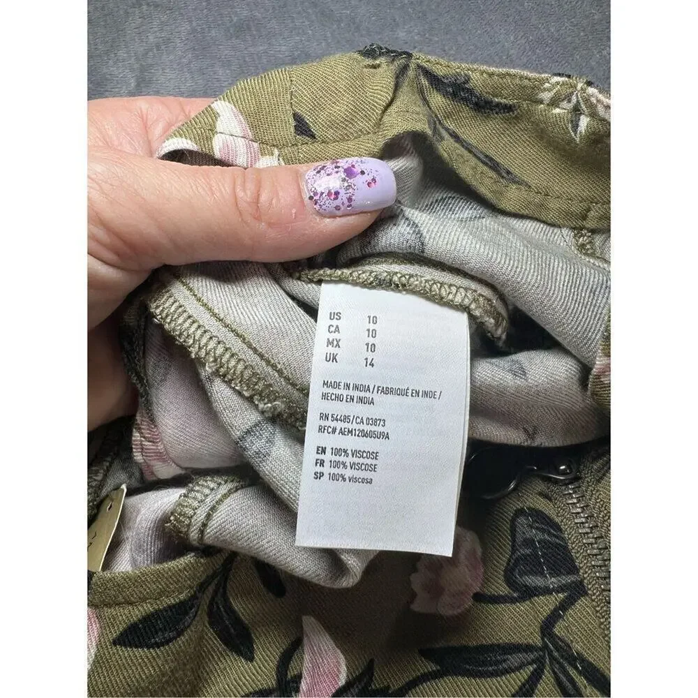 American Eagle Skirt Womens Size 10 Green Pink Floral Pleated Mini NWT Trendy